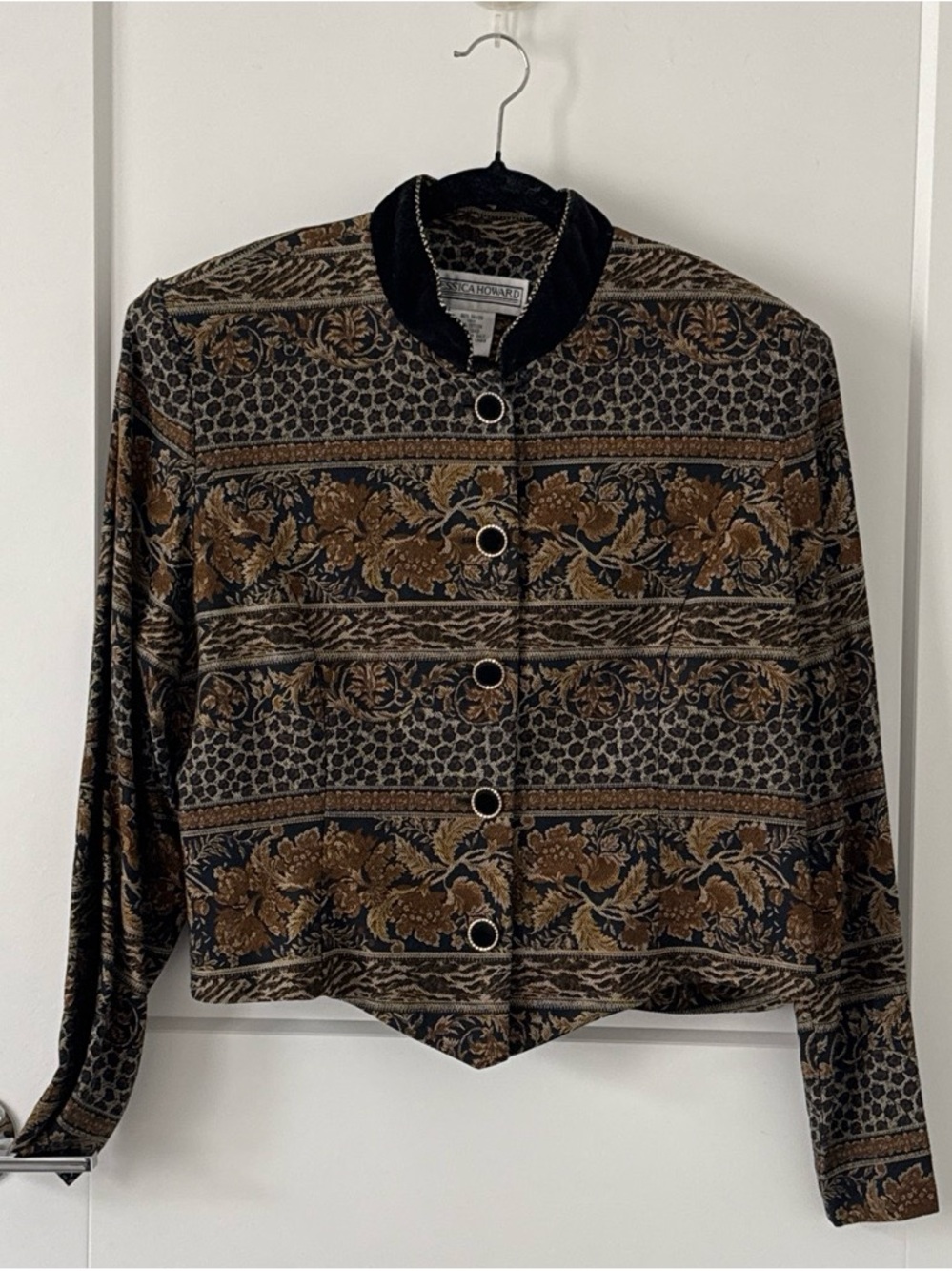 Vintage Floral Patterned Jacket in Brown & Black